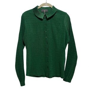 Cotélac Green Crinkle pleated blouse